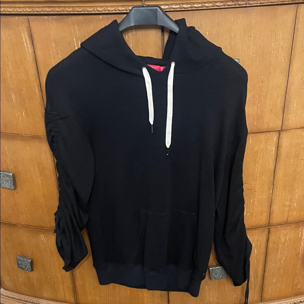 Philosophy Black Hoodie with White Drawstrings